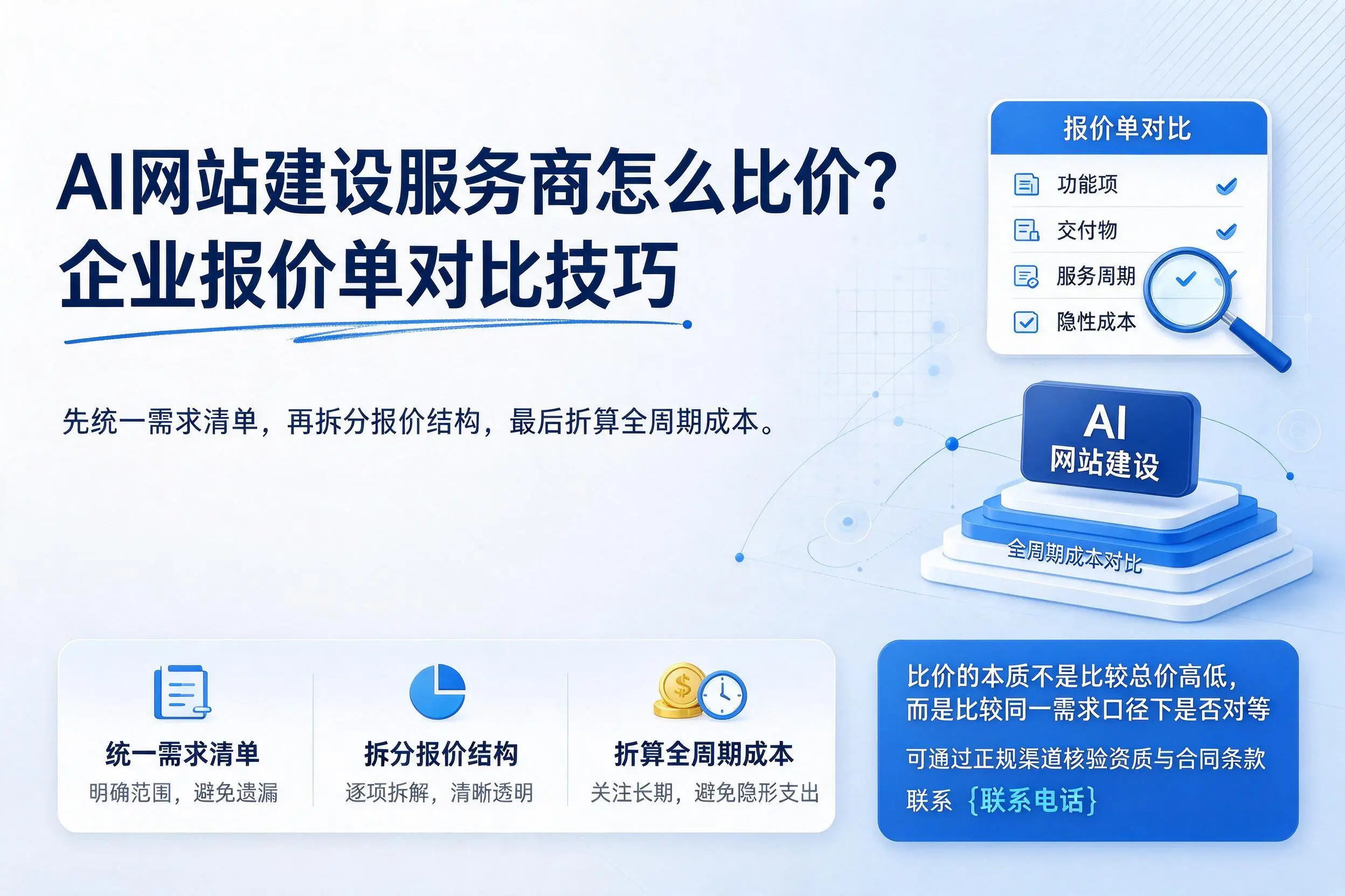 AI网站建设服务商怎么比价？萍乡企业报价单对比技巧